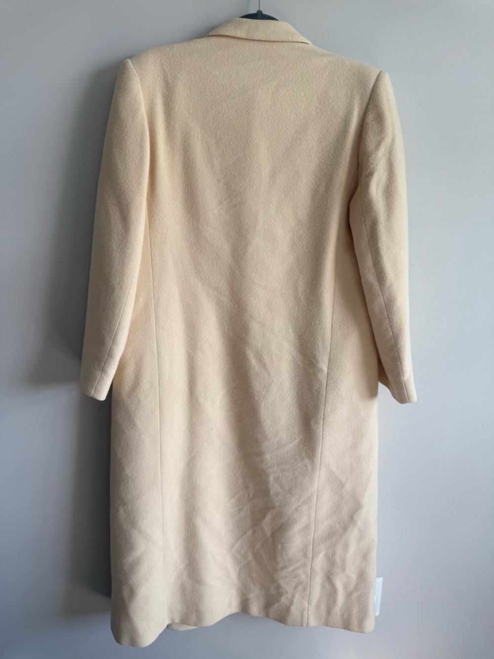 Vtg 90s Fleurette of California 100% Cashmere Cream Long Coat Double Breasted L - Picture 3 of 6